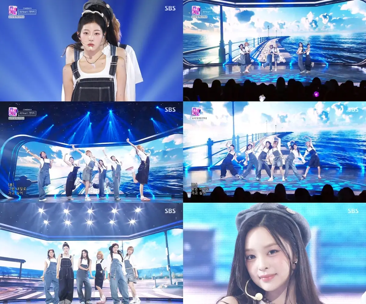 AtHeart bring '3!4!' comeback stage to Inkigayo with new-jack swing remake of Rula classic