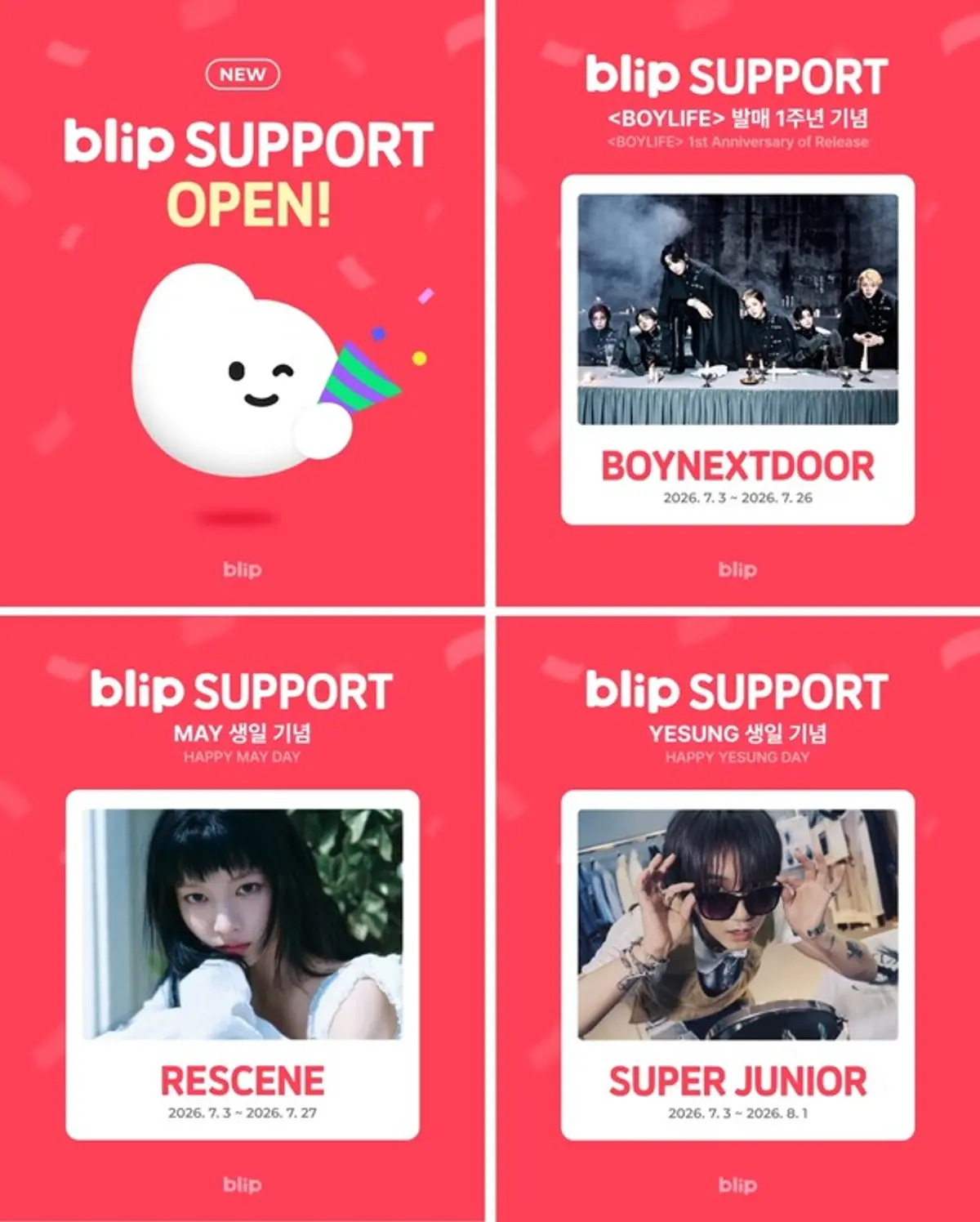 BOYNEXTDOOR, Lisenne May & Yesung launch fan-powered Blip Support events July 3